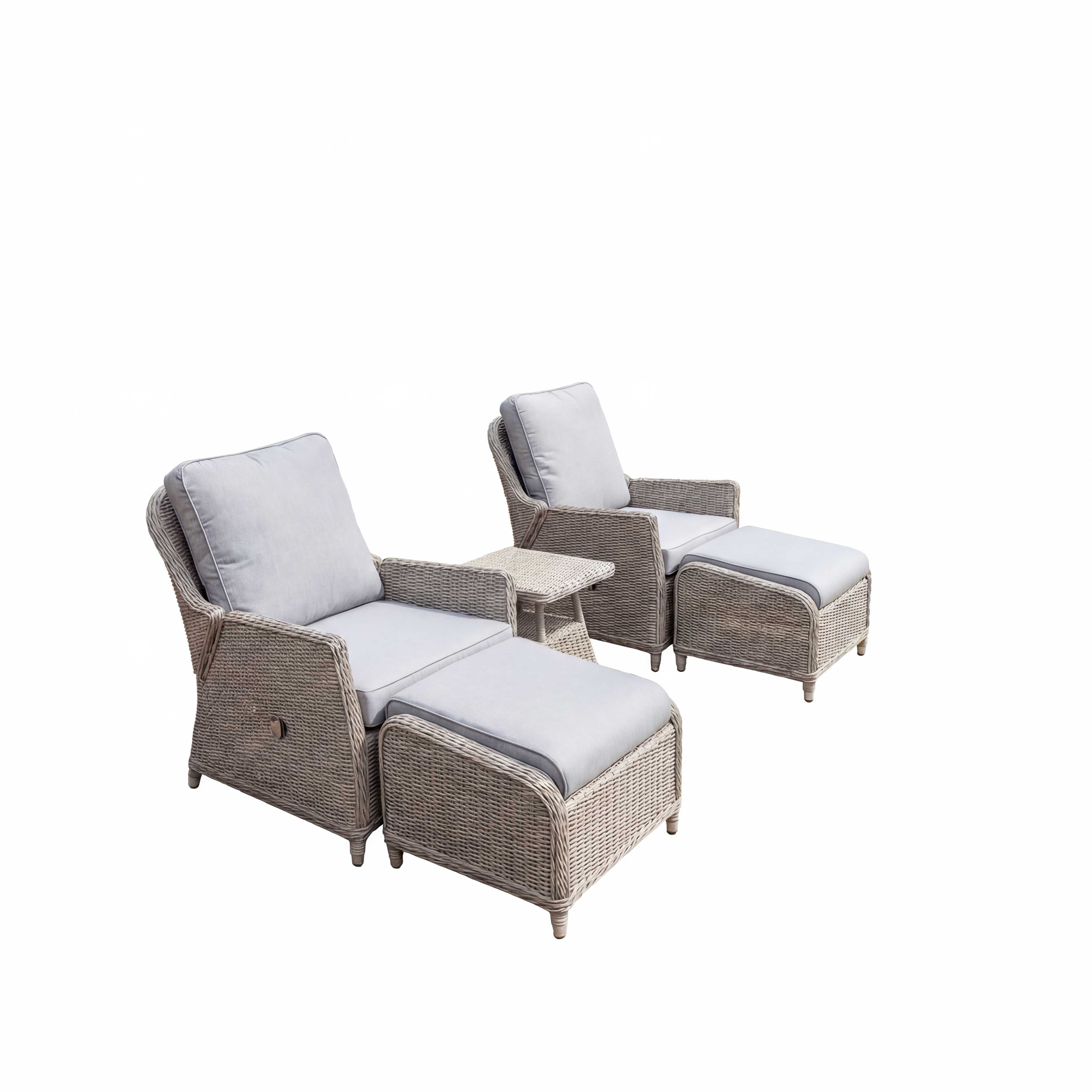 Nova Ivy 5-Piece Reclining Lounging Set with Square Side Table