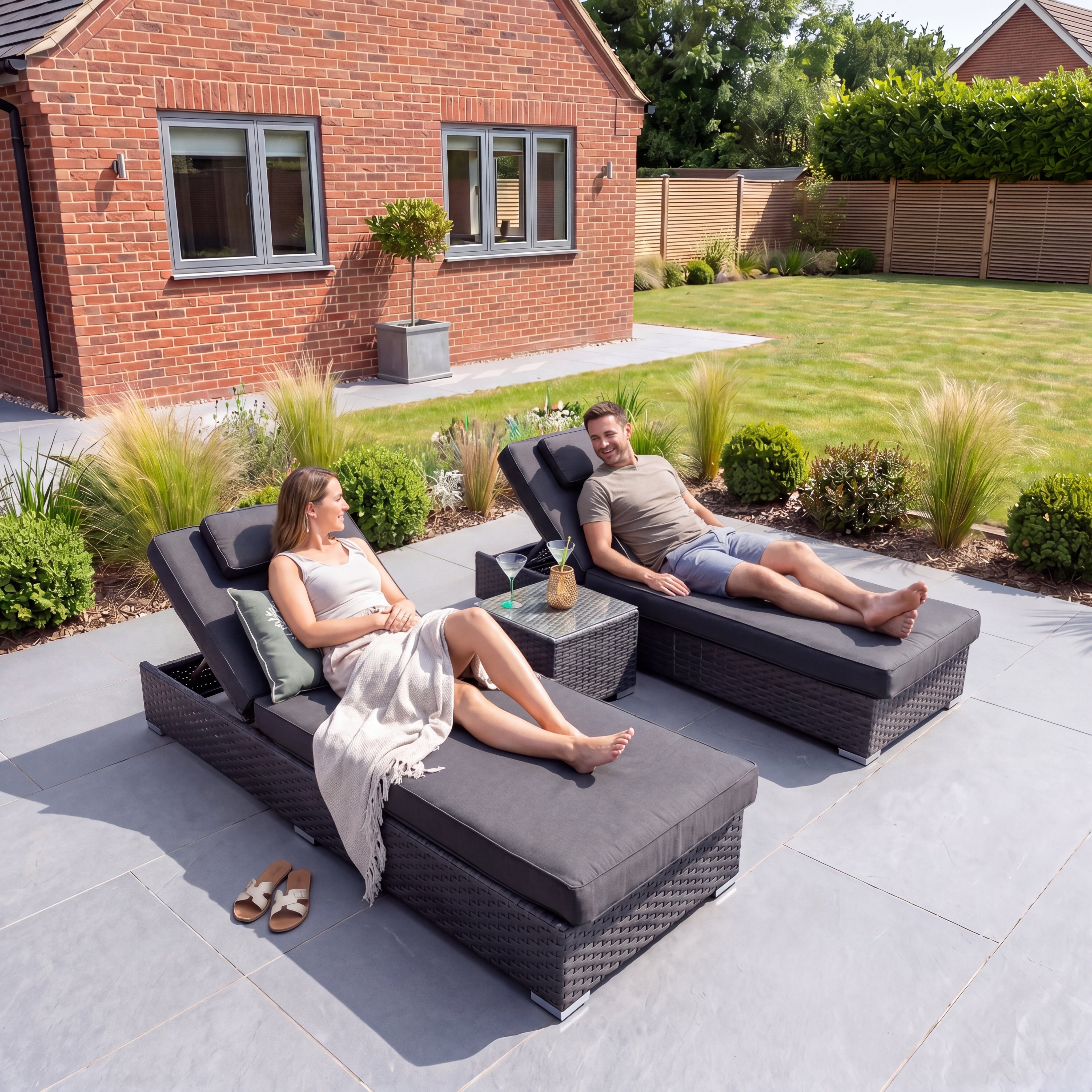 Vyda Rattan Sunlounger Set