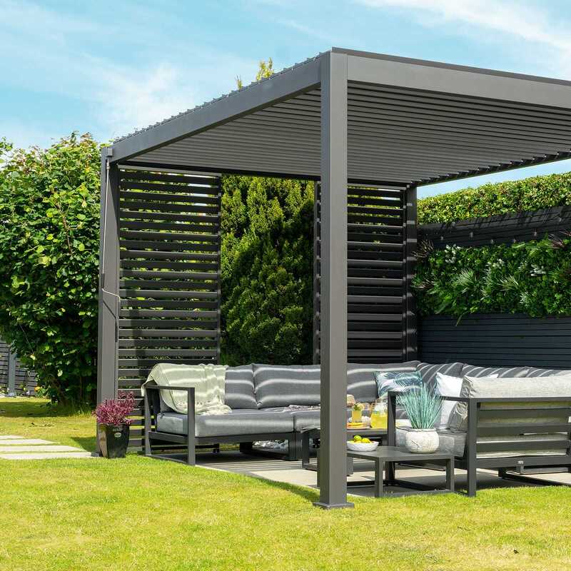 Nova titan aluminium pergola 4m 3m grey open louvers