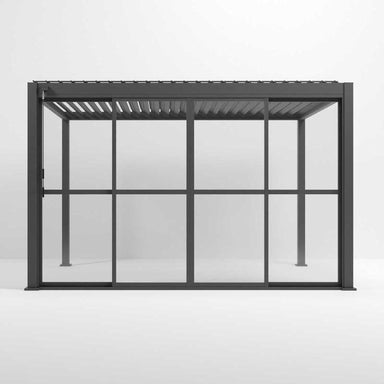 Nova titan aluminium pergola 4m 3m grey sliding doors