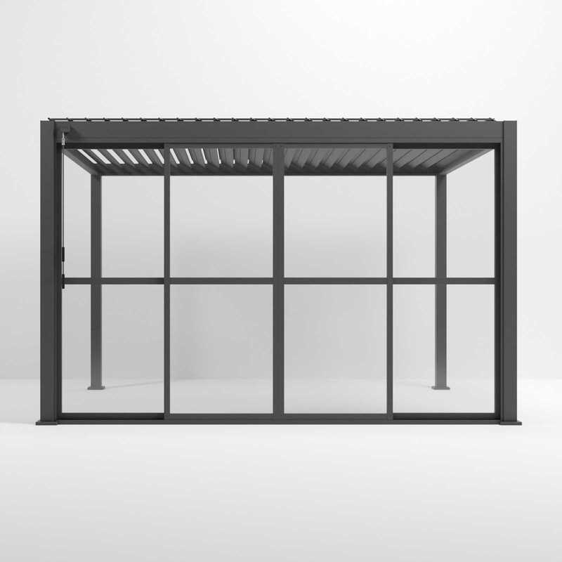 Nova titan aluminium pergola 4m 3m grey sliding doors