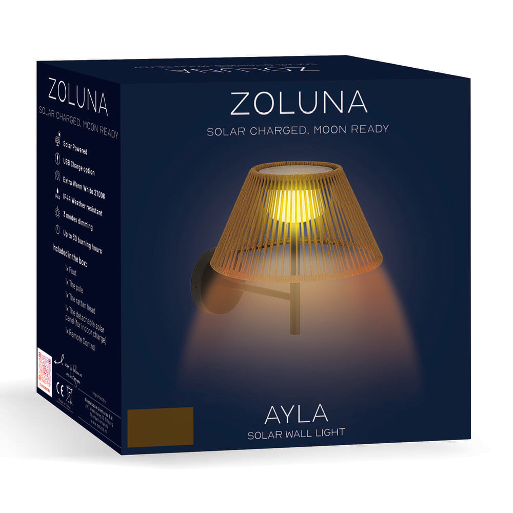ZOLUNA AYLA Solar Wall Light with Remote Control