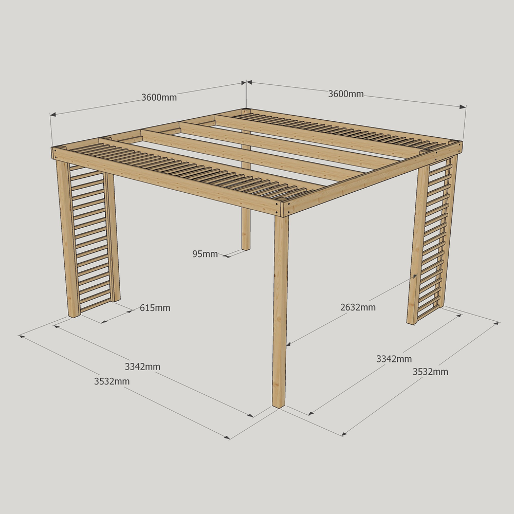 3.6m Panel Pergola – Modern Wooden Frame, Easy Assembly