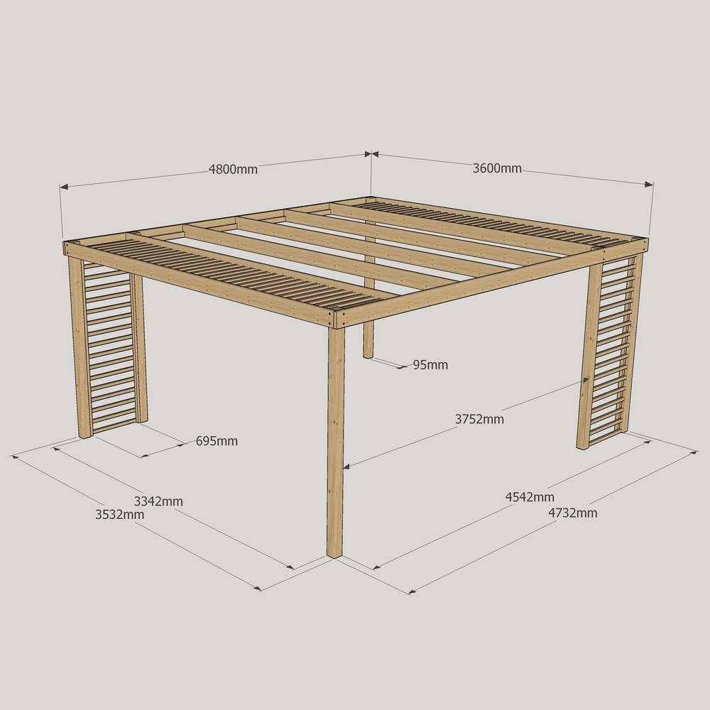 3.6m Panel Pergola – Modern Wooden Frame, Easy Assembly