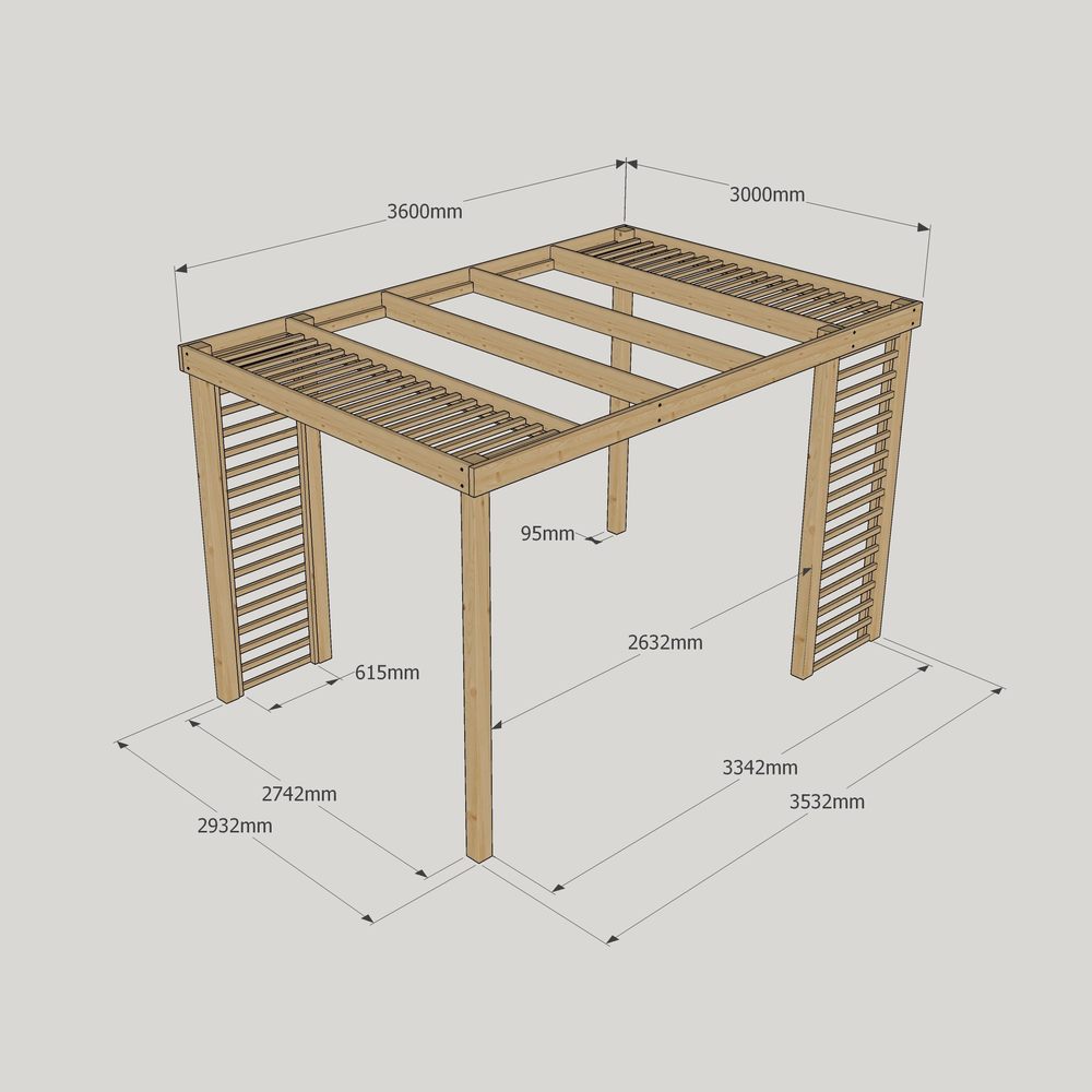 3m Panel Pergola – Compact Contemporary Wooden Pergola