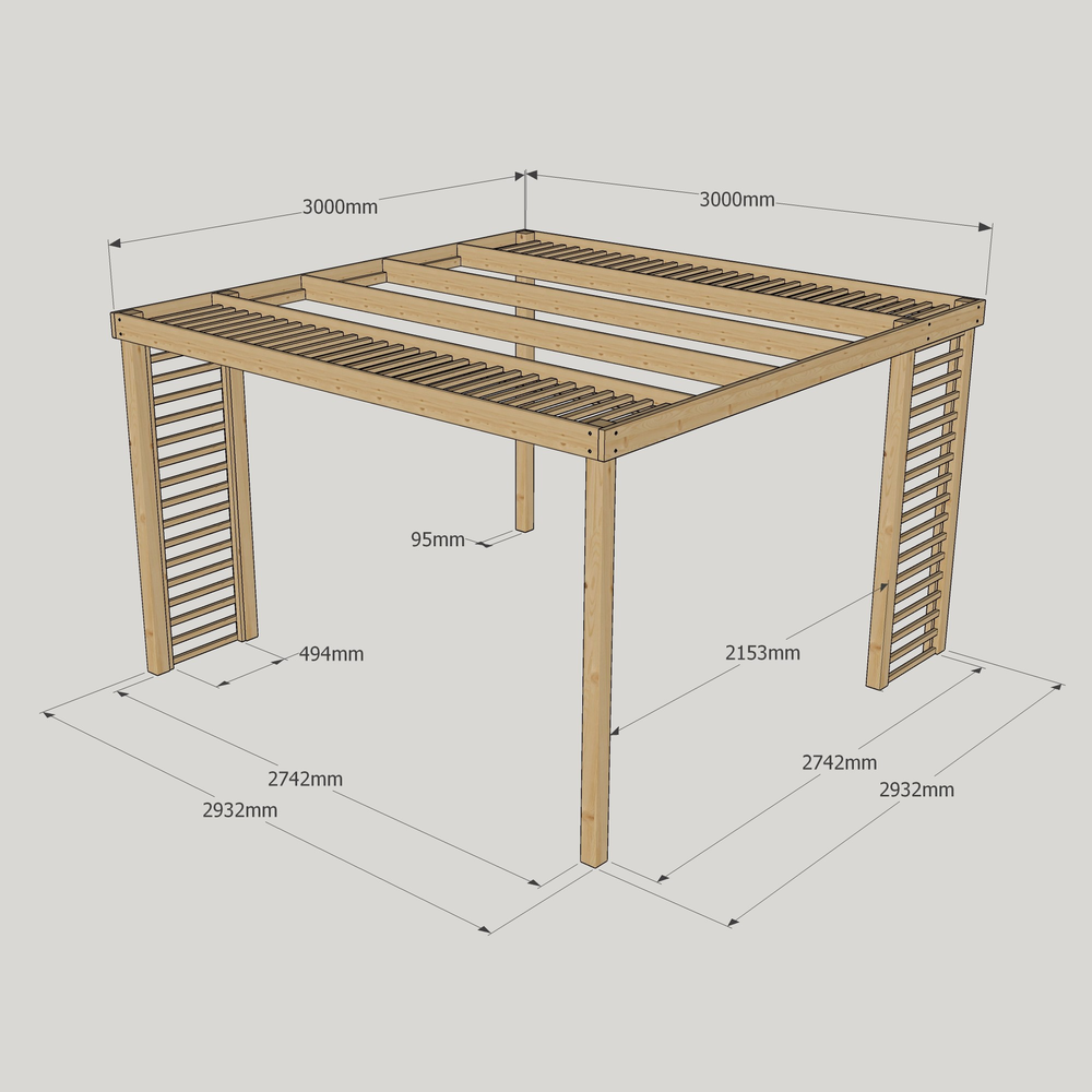 3m Panel Pergola – Compact Contemporary Wooden Pergola