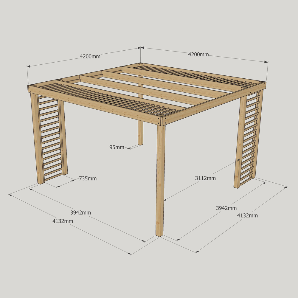 Panel Pergola – 4.2m Width, Modern Timber Design with Panel Slats