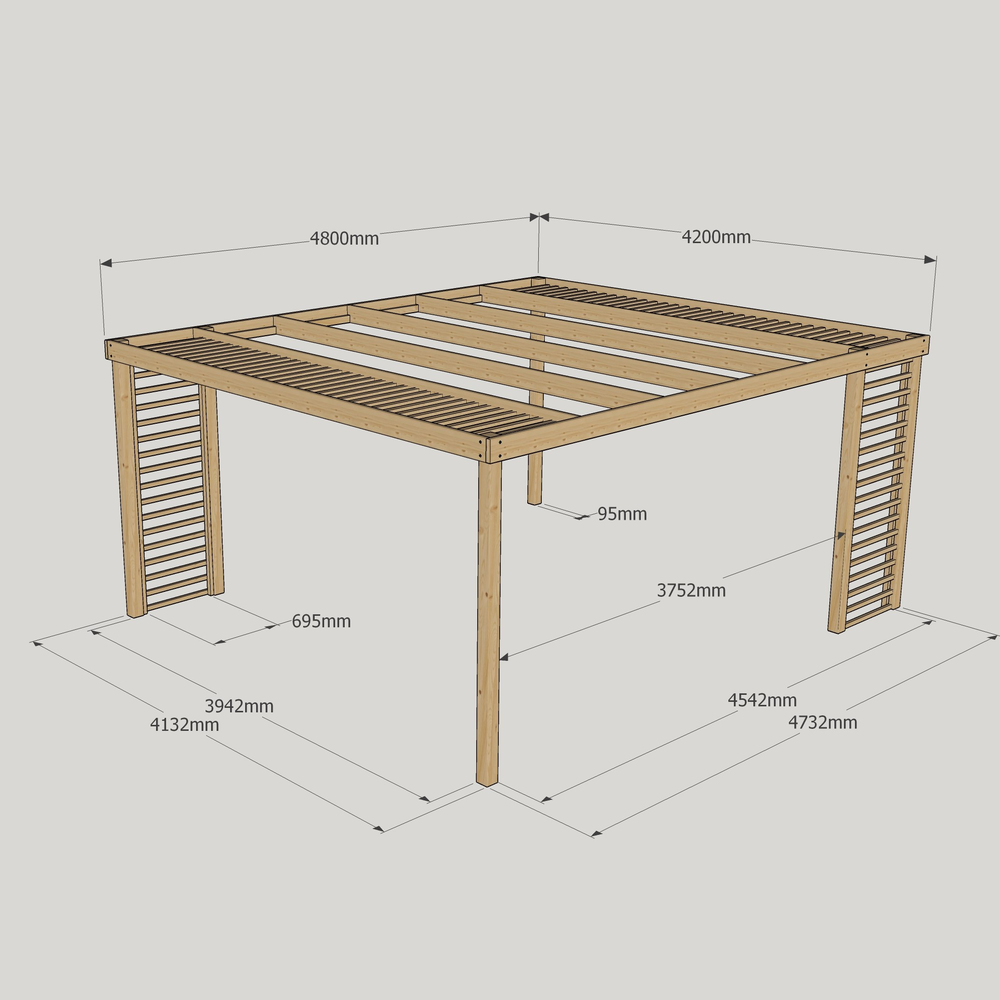 Panel Pergola – 4.2m Width, Modern Timber Design with Panel Slats