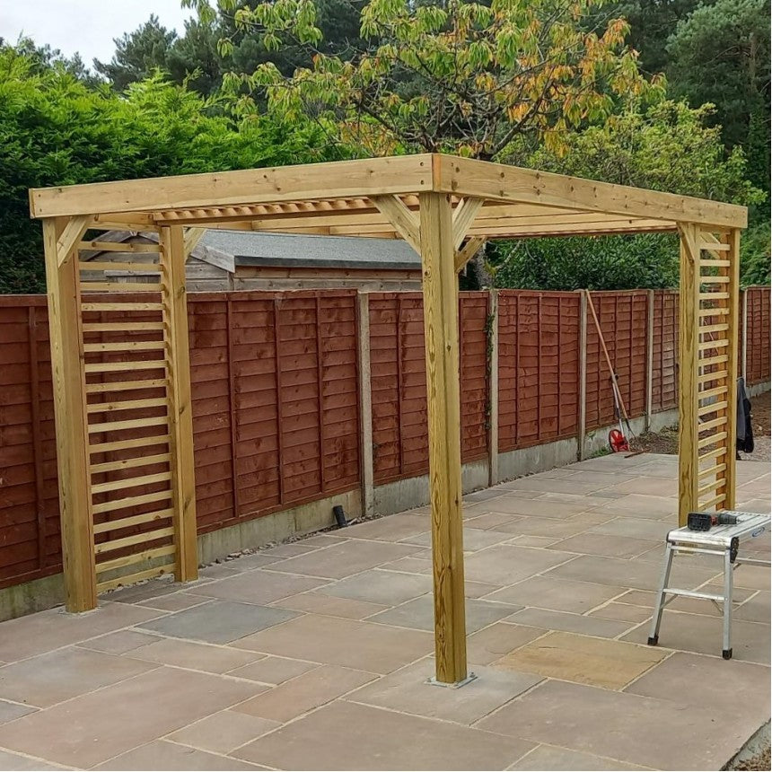 4 x 3 m Freestanding/Wall-Mounted Wooden Pergola