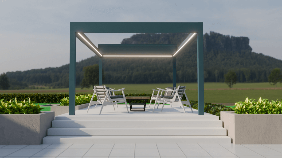 Deponti Pinela Deluxe Plus - Wall Mounted Aluminium Pergola