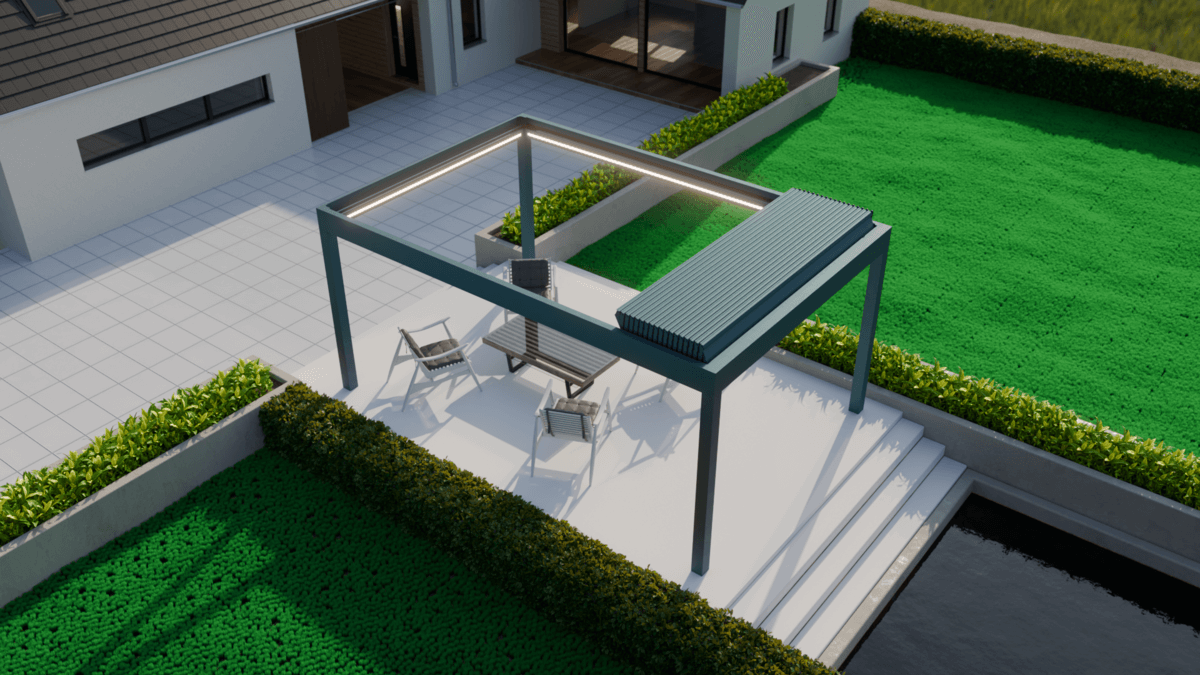 Deponti Pinela Deluxe Plus - Wall Mounted Aluminium Pergola