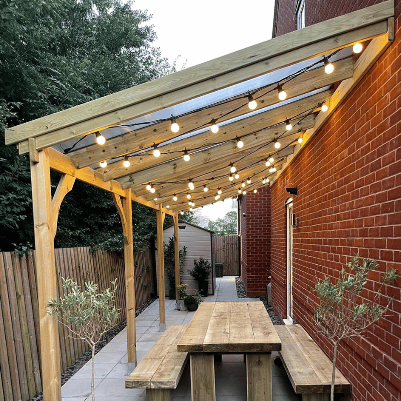 Polycarbonate Roof Car Port - 2m Depth