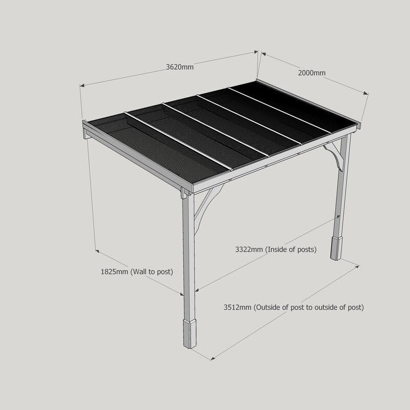 Polycarbonate Carport 2mx3.62m 2Post min