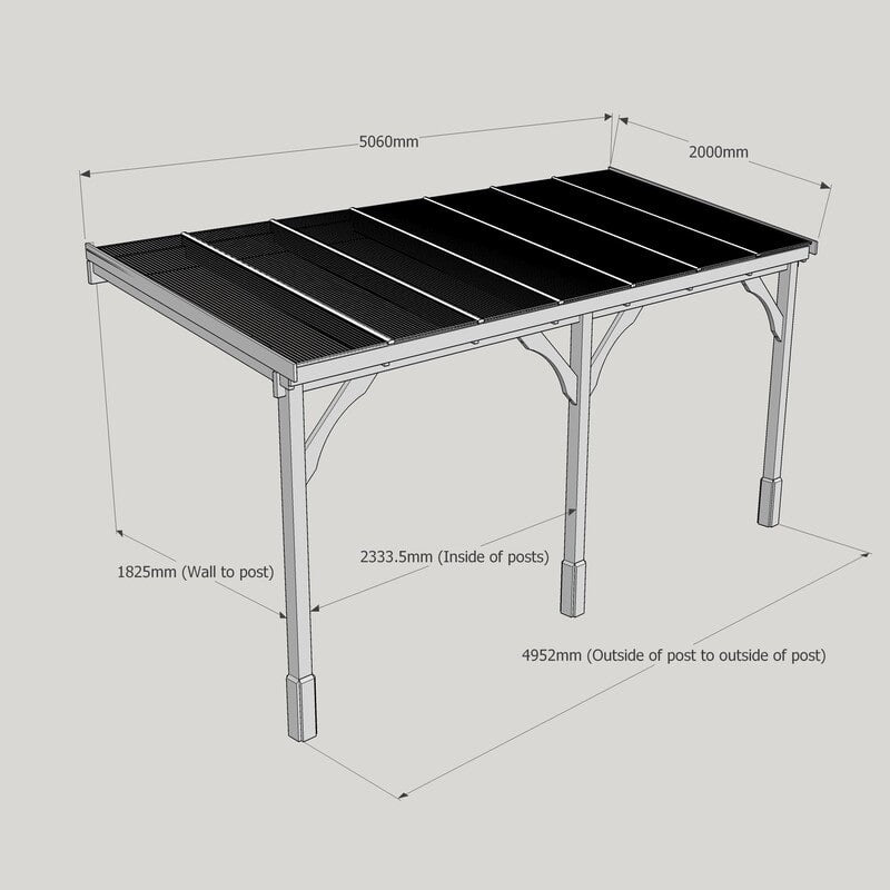 Polycarbonate Carport 2mx5.06m 3Post min