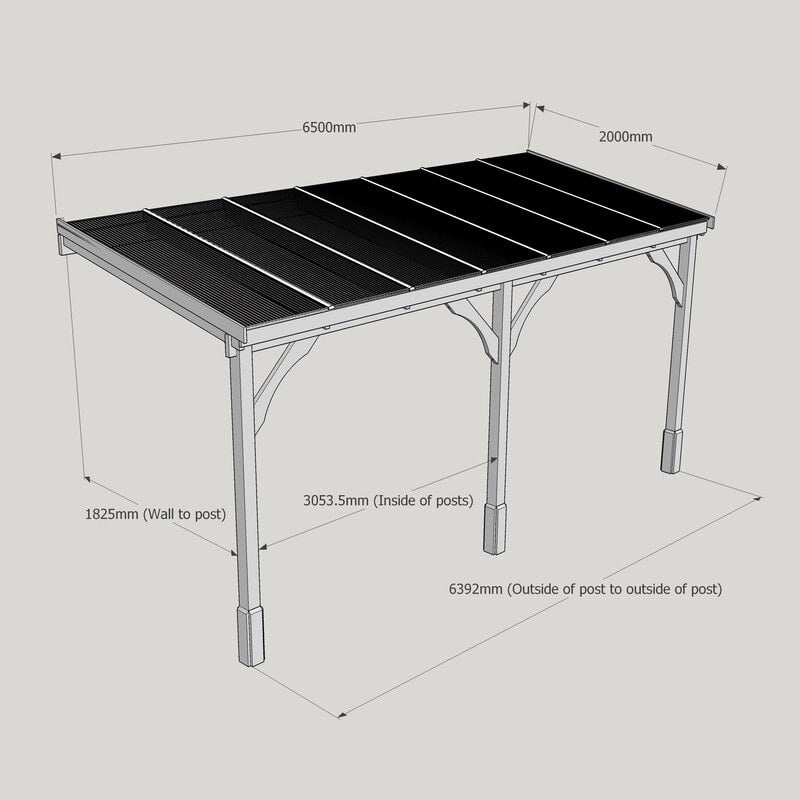 Polycarbonate Carport 2mx6.5m 3Post min