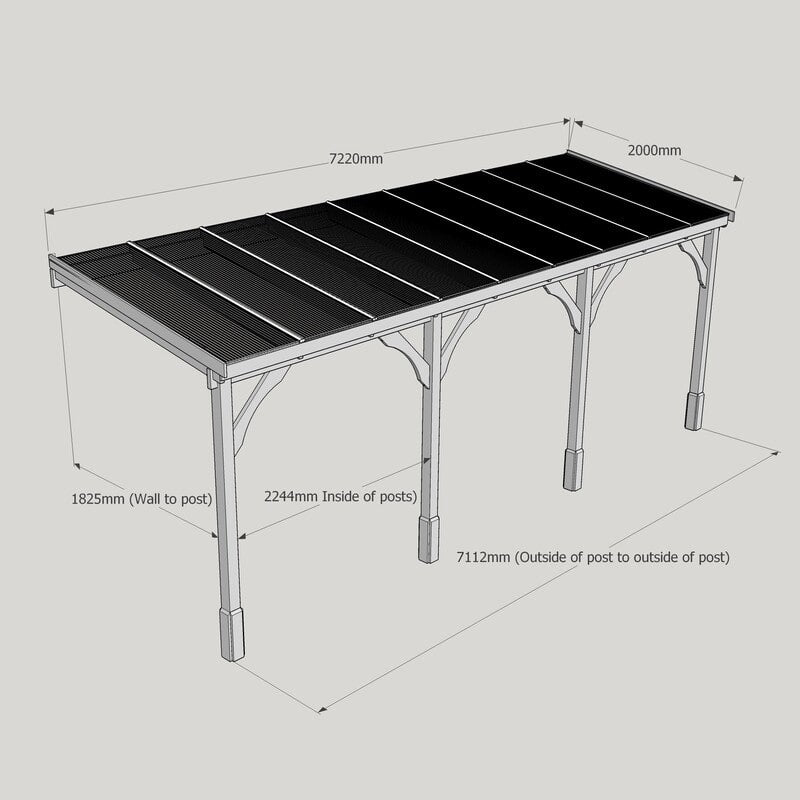 Polycarbonate Carport 2mx7.22m 4Post min