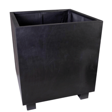 Polystone Contemporary Cube with feet Planter Black