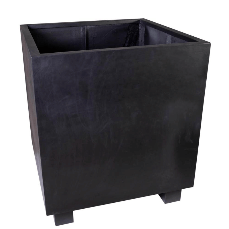 Polystone Contemporary Cube with feet Planter Black