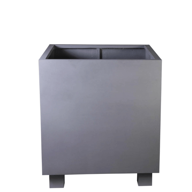 Polystone Contemporary Cube with feet Planter pebble grey