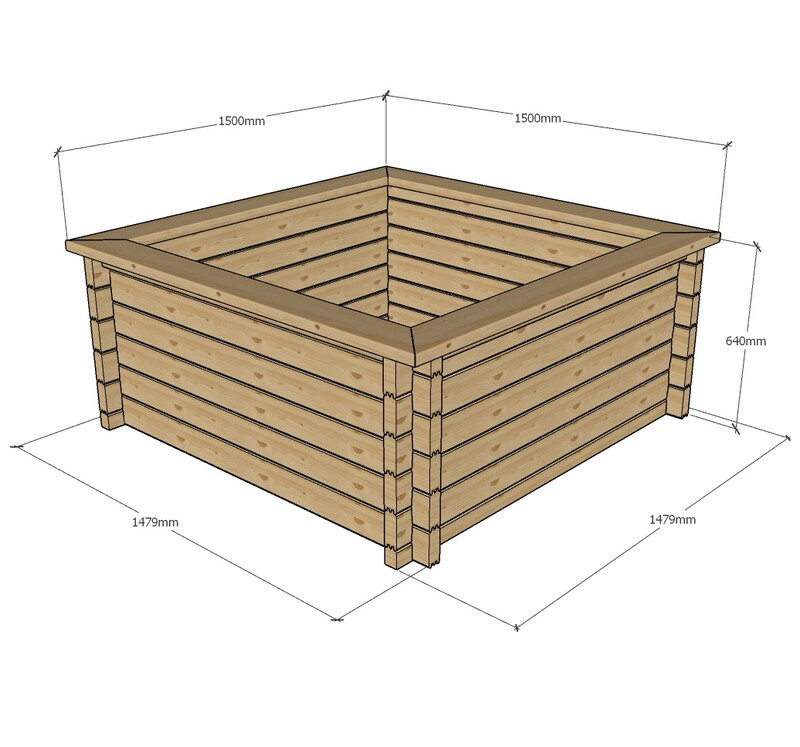 Raised Wooden Pond – Square Timber Garden Pond Kit with Heavy Duty Liner