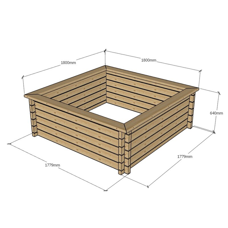Raised Wooden Pond – Square Timber Garden Pond Kit with Heavy Duty Liner