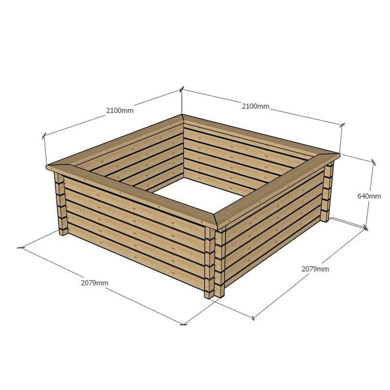 Raised Wooden Pond – Square Timber Garden Pond Kit with Heavy Duty Liner