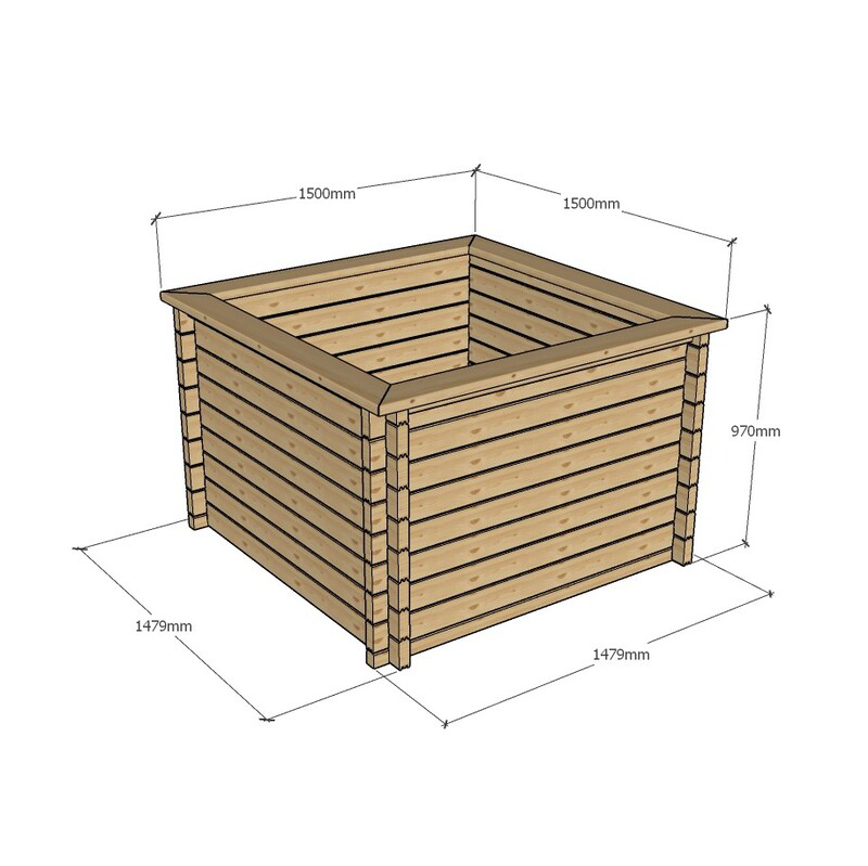 Raised Wooden Pond – Square Timber Garden Pond Kit with Heavy Duty Liner
