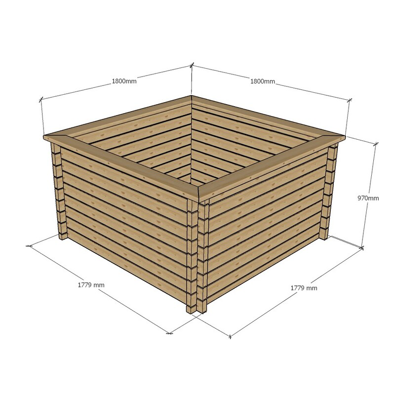 Raised Wooden Pond – Square Timber Garden Pond Kit with Heavy Duty Liner
