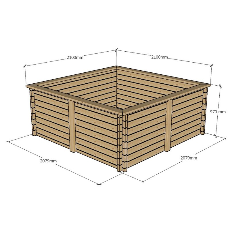Raised Wooden Pond – Square Timber Garden Pond Kit with Heavy Duty Liner