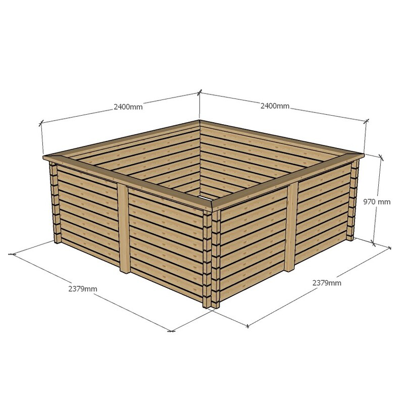 Raised Wooden Pond – Square Timber Garden Pond Kit with Heavy Duty Liner
