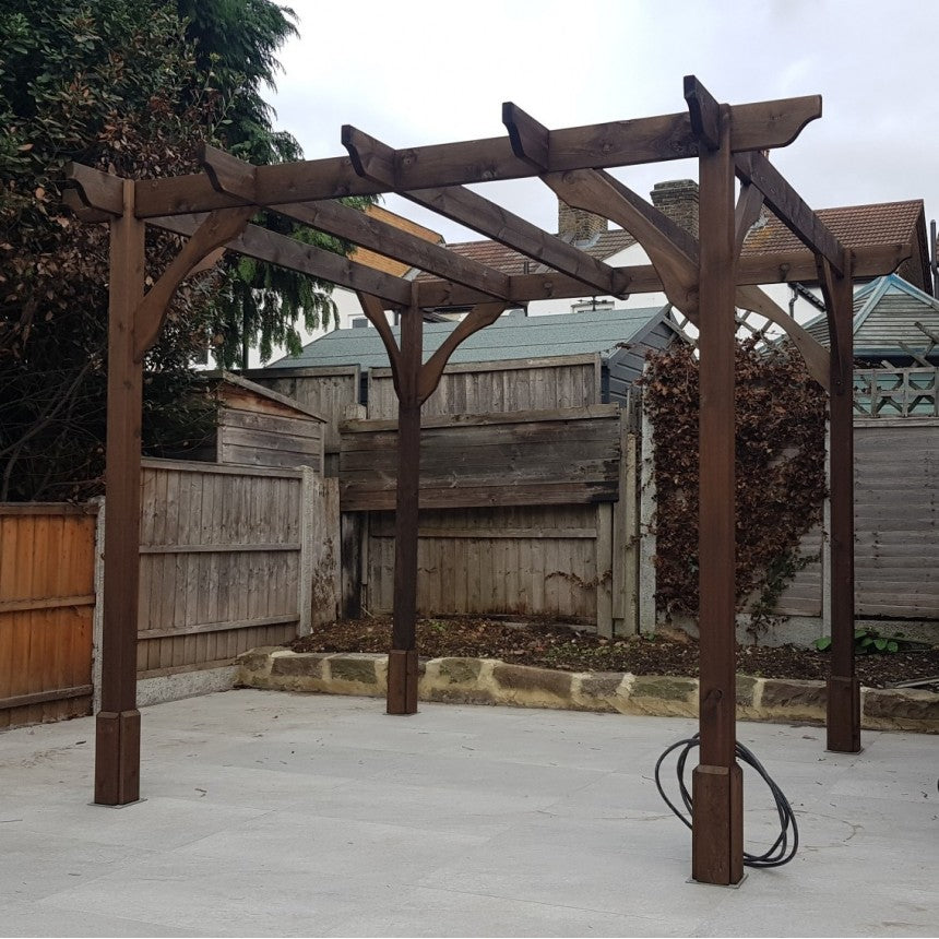 4 x 3 m Freestanding/Wall-Mounted Wooden Pergola