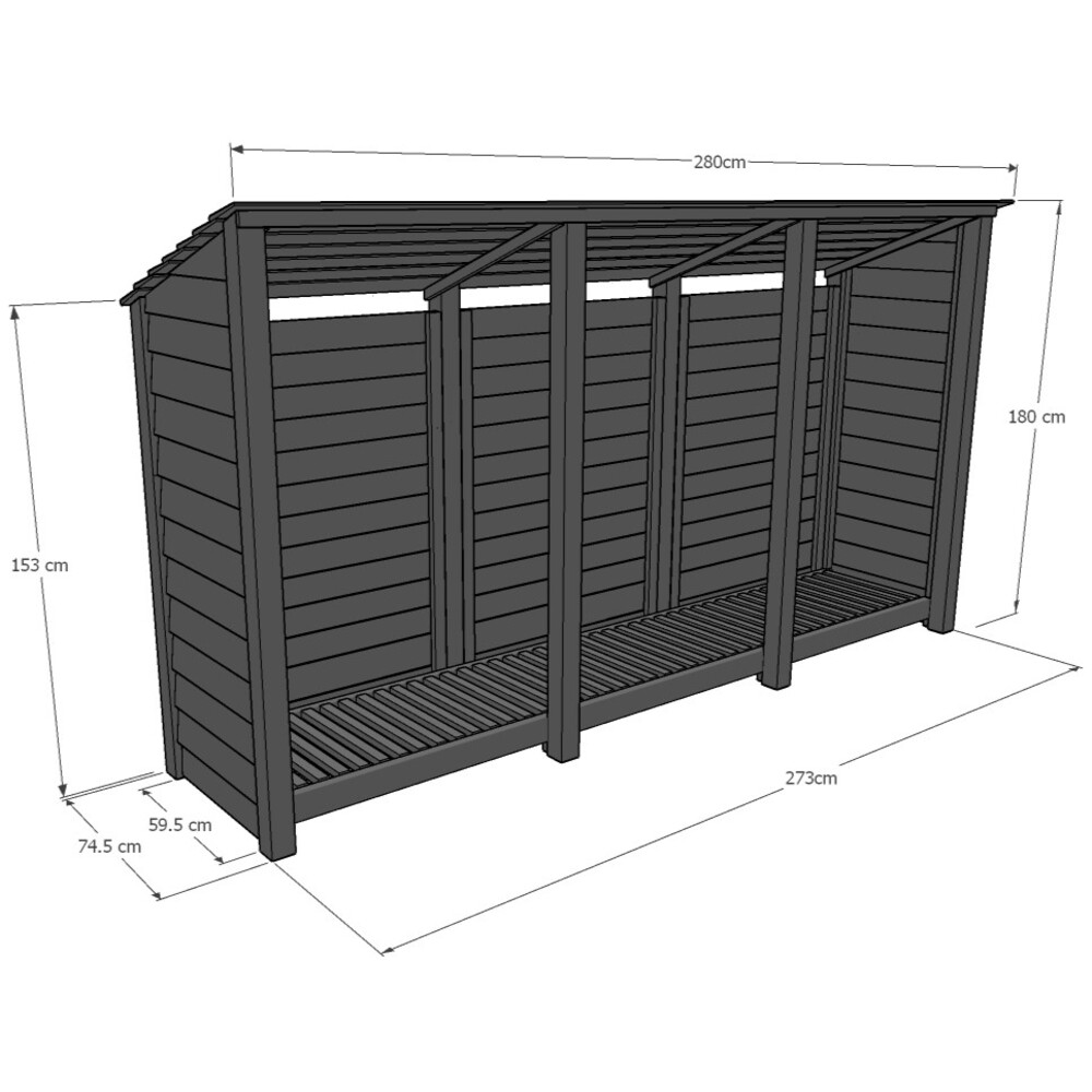 Ryhall Log Store – 9ft Wide Timber Wood Store with Raised Base for Airflow