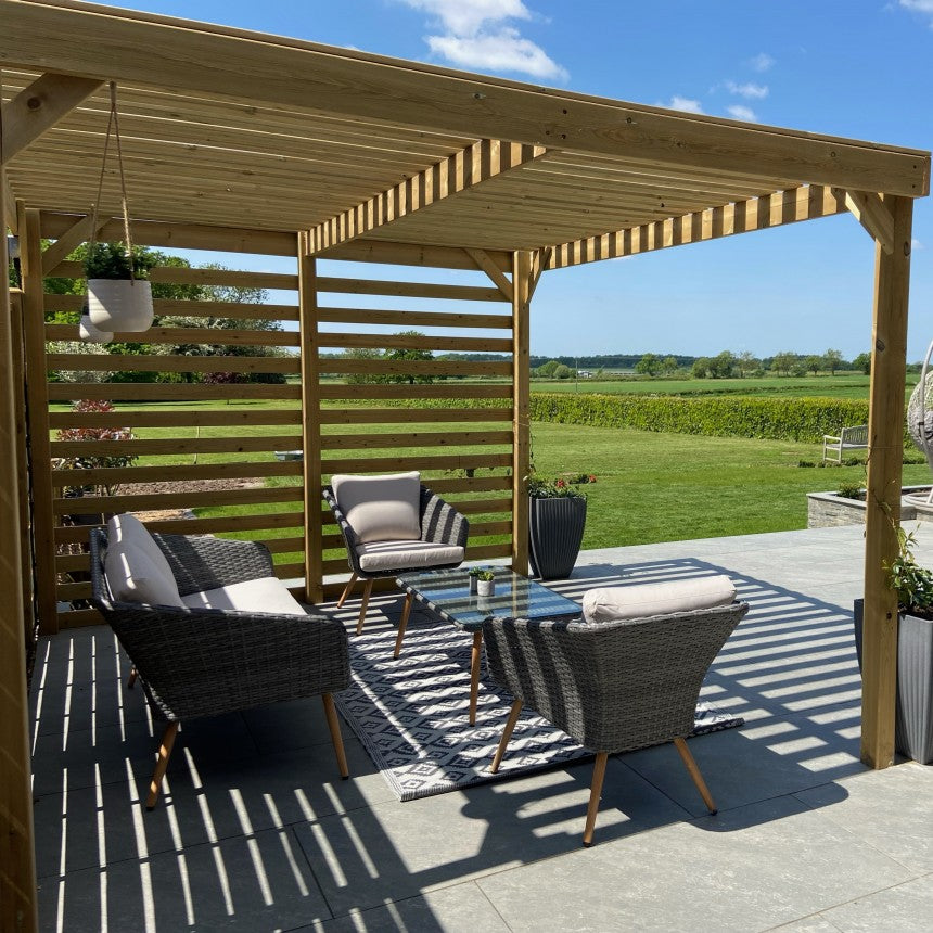 4 x 3 m Freestanding/Wall-Mounted Wooden Pergola