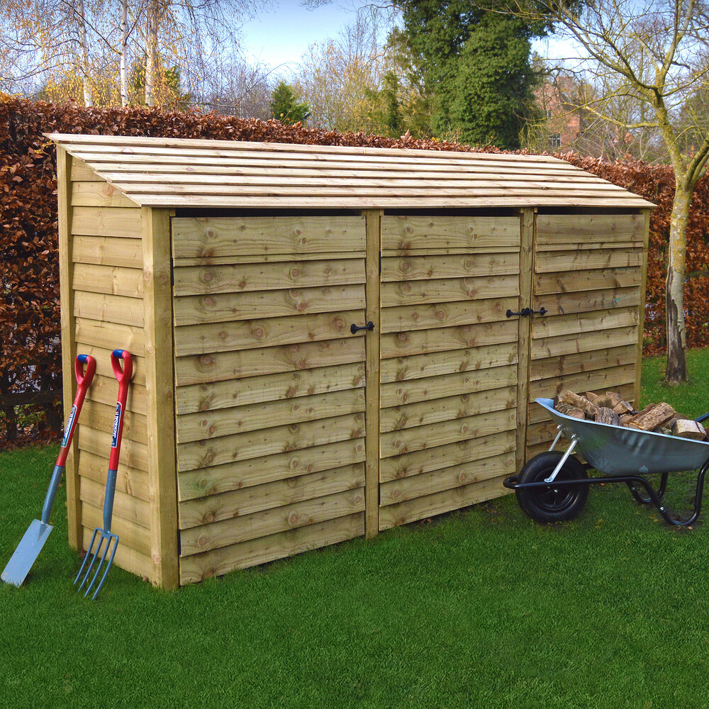 Empingham Log Store – 11ft Wide Heavy Duty Timber Firewood Storage with Kindling Shelf