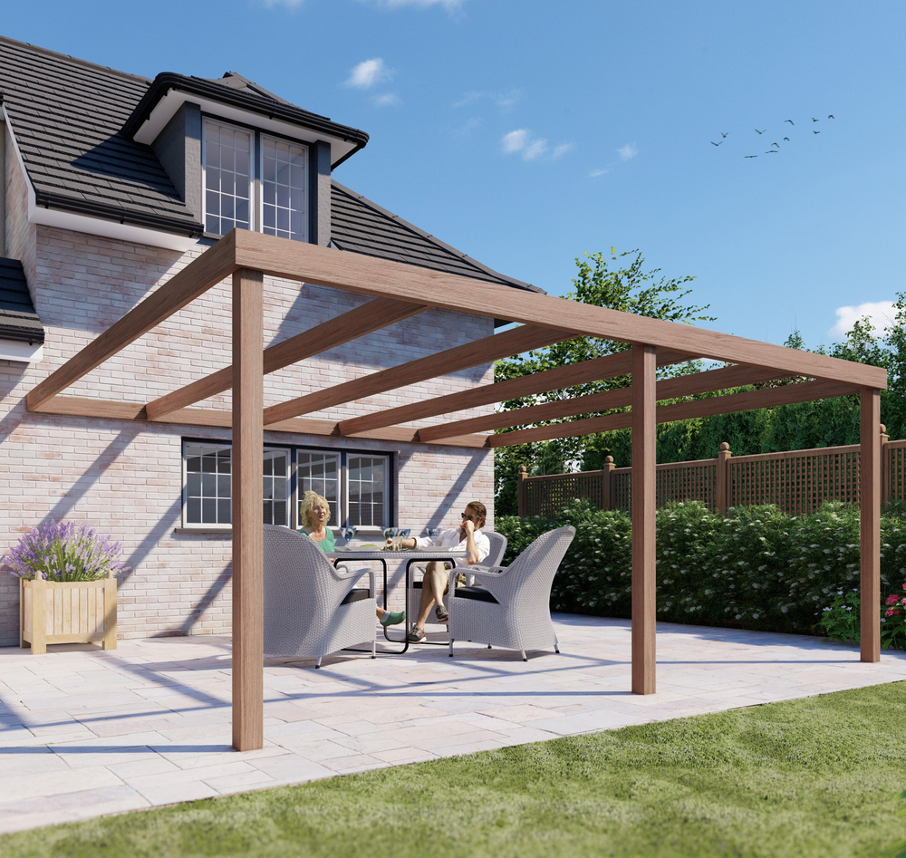 Wall Mounted Box Pergola – 3m Depth, Contemporary Timber Canopy