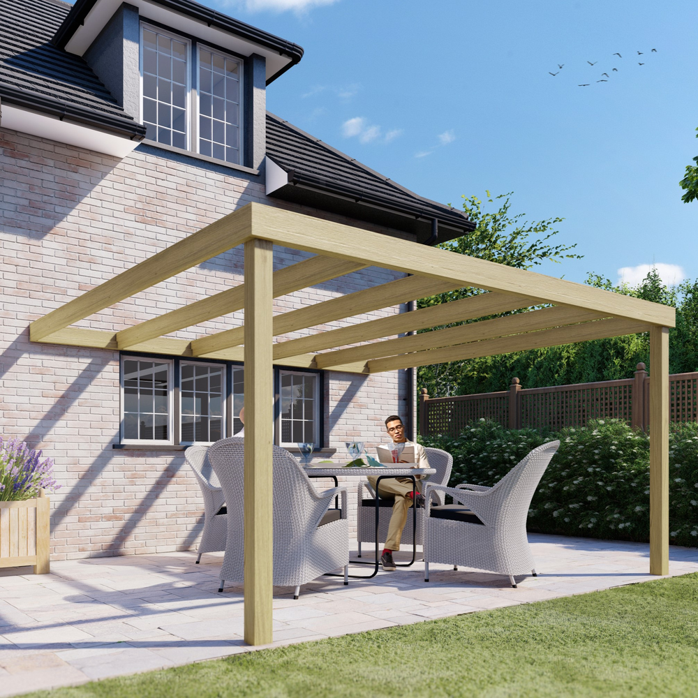 Wall Mounted Box Pergola – 3.6m Depth, Minimal Timber Lines