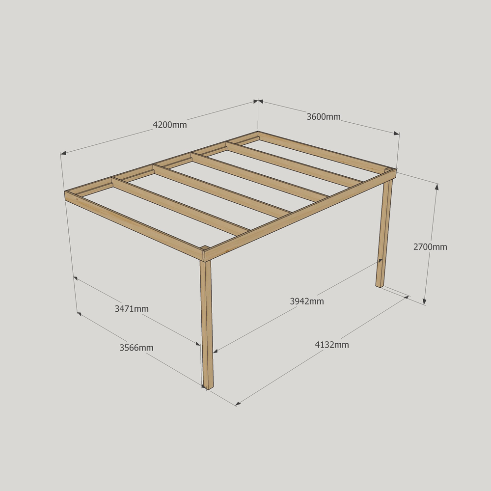 Wall Mounted Box Pergola – 3.6m Depth, Minimal Timber Lines