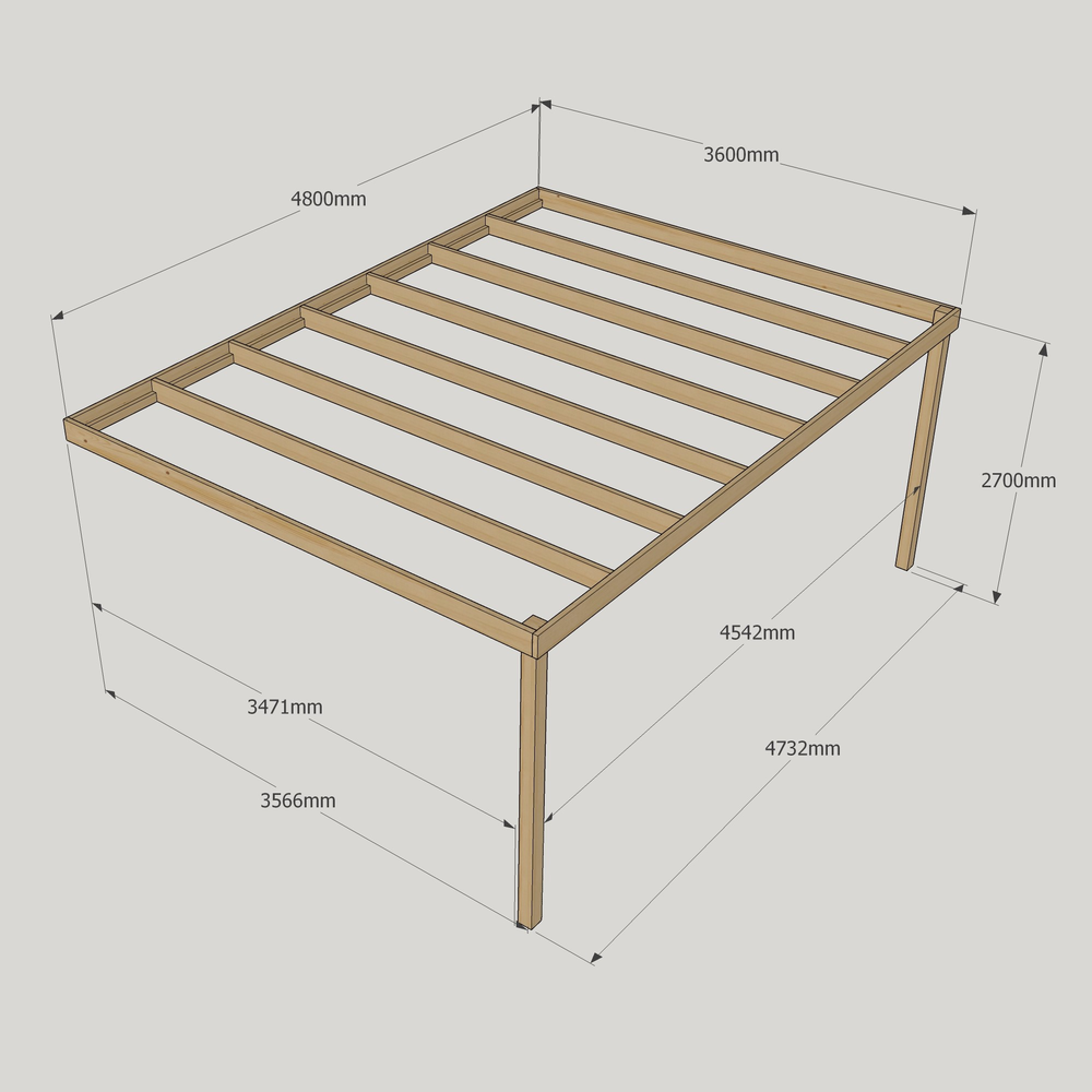 Wall Mounted Box Pergola – 3.6m Depth, Minimal Timber Lines