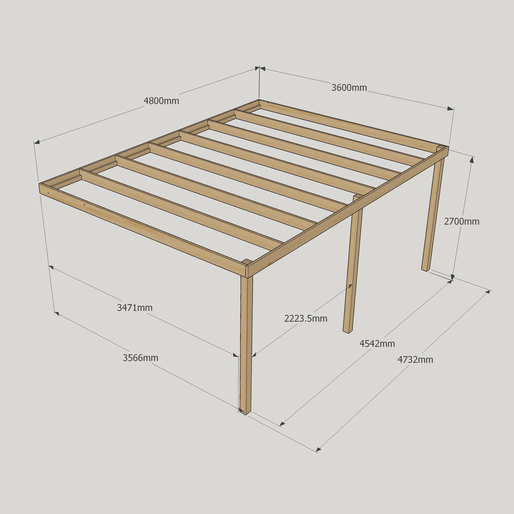 Wall Mounted Box Pergola – 3.6m Depth, Minimal Timber Lines