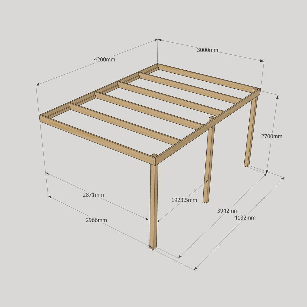 Wall Mounted Box Pergola – 3m Depth, Contemporary Timber Canopy
