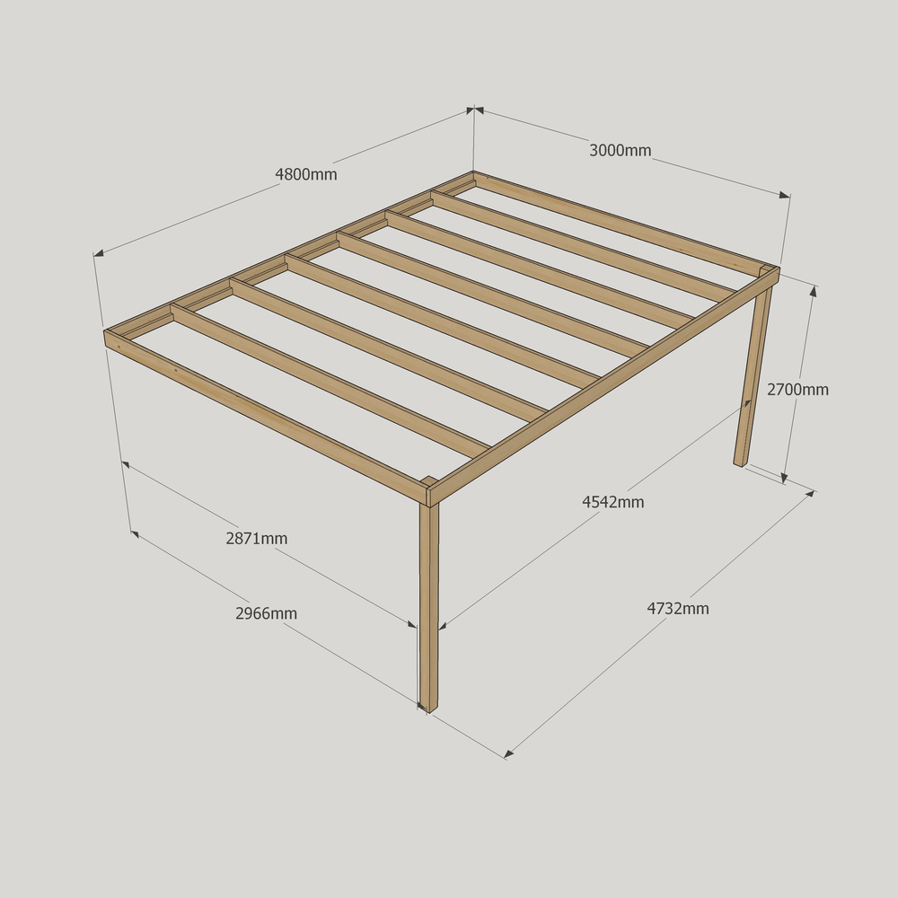 Wall Mounted Box Pergola – 3m Depth, Contemporary Timber Canopy