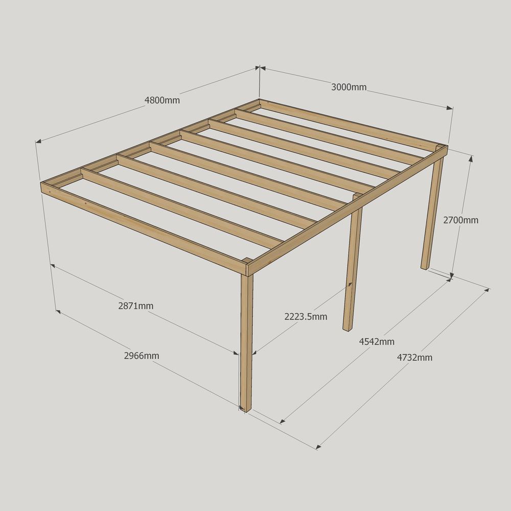 Wall Mounted Box Pergola – 3m Depth, Contemporary Timber Canopy