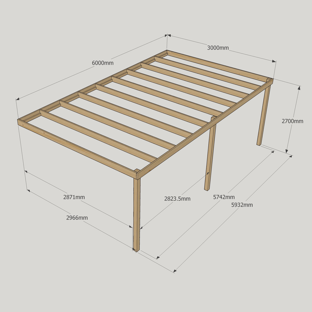 Wall Mounted Box Pergola – 3m Depth, Contemporary Timber Canopy