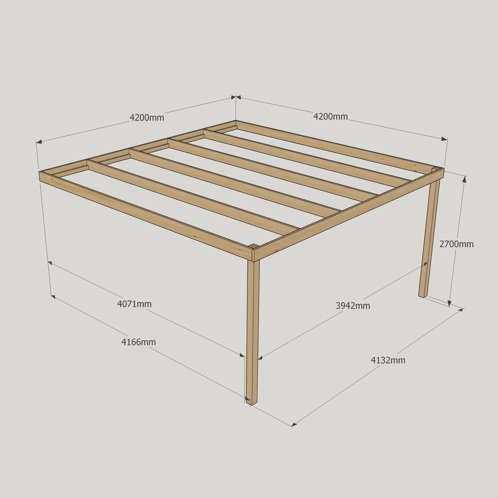 4.2m Wall-Mounted Box Pergola – Contemporary Wooden Patio Cover