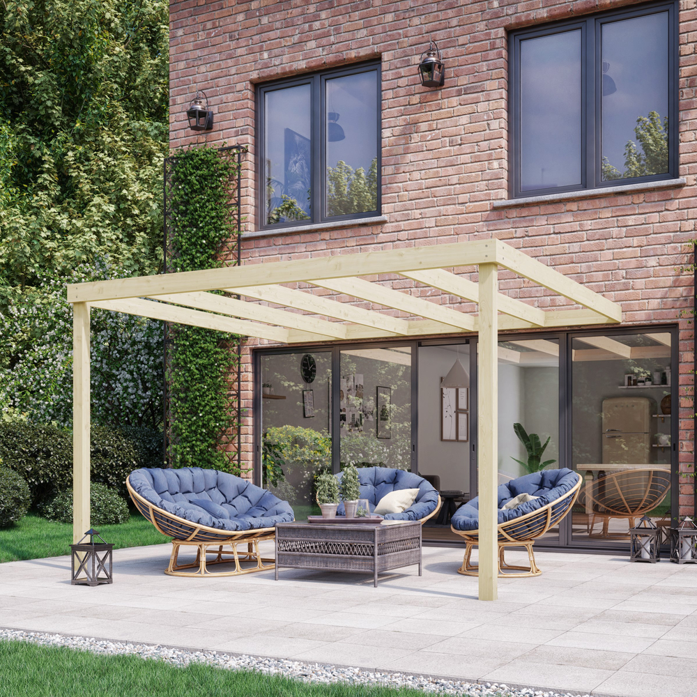 Wall Mounted Box Pergola – 4.8m Depth, Contemporary Timber Frame