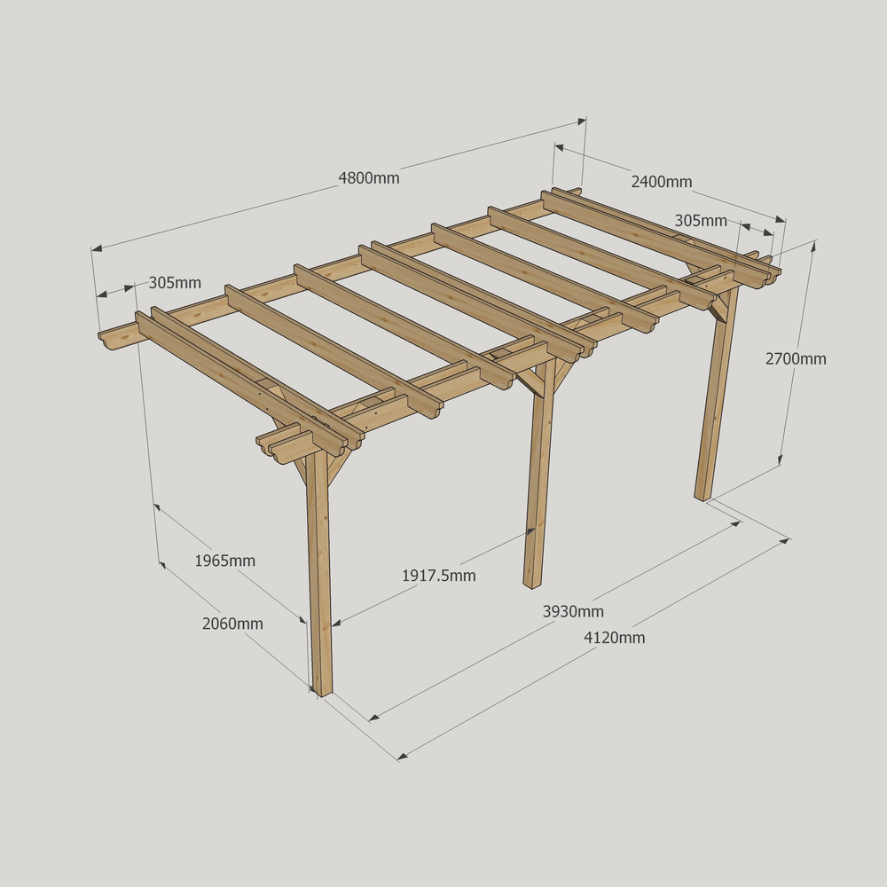 Wall Mounted Double Garden Pergola – 2.4m Depth, Compact Double-Rail