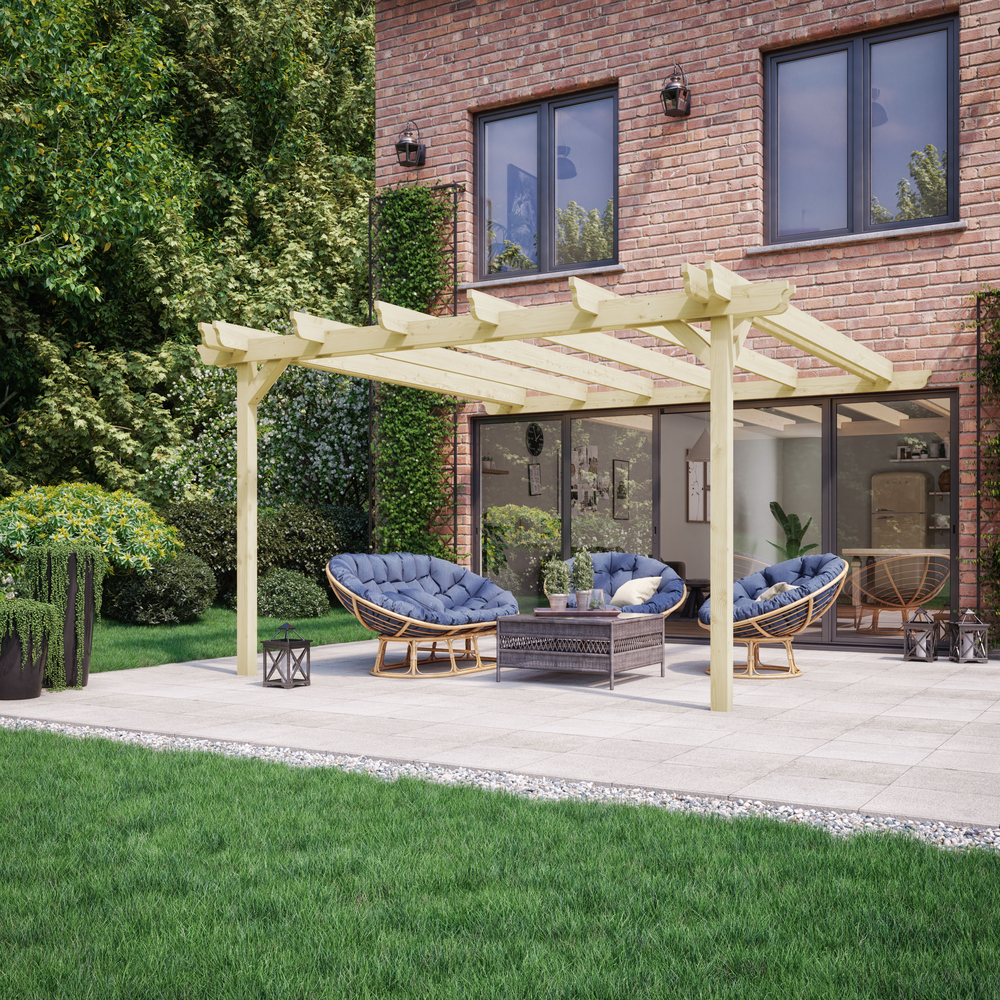 Wall Mounted Double Garden Pergola - 1.8m Depth
