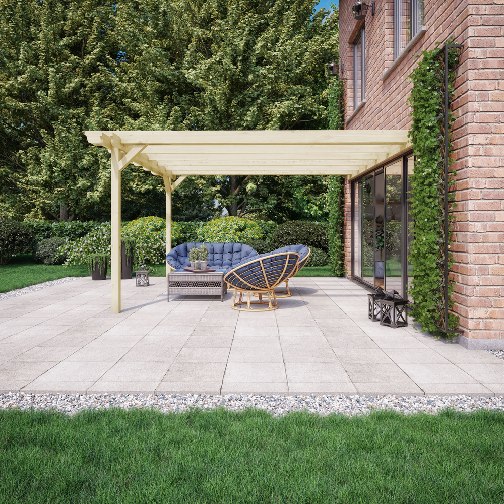 Wall Mounted Double Garden Pergola - 1.8m Depth