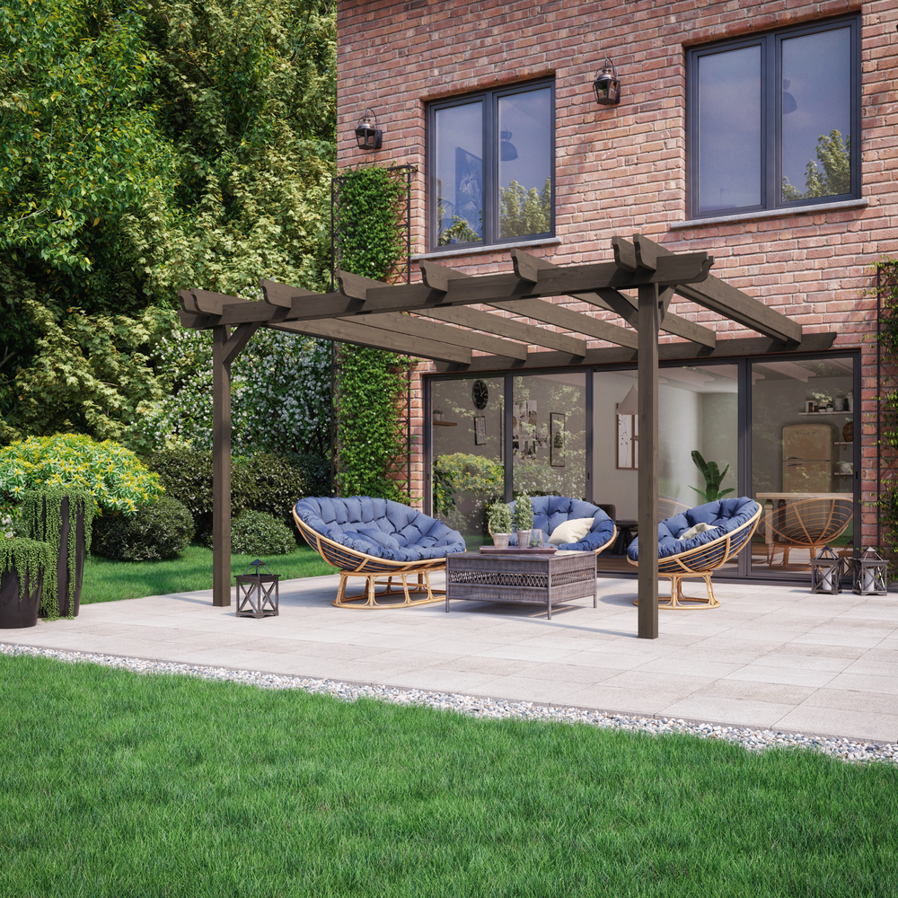 Wall Mounted Double Garden Pergola - 1.8m Depth