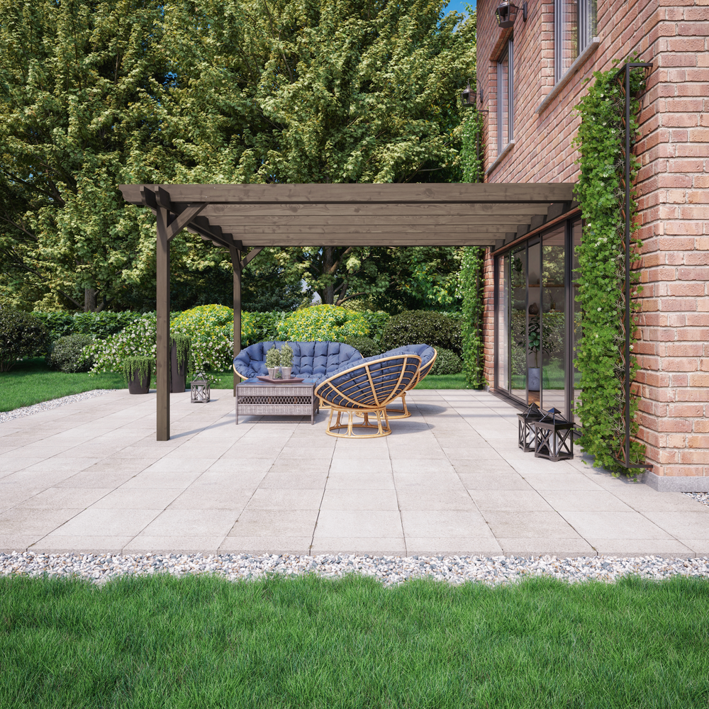 Wall Mounted Double Garden Pergola - 1.8m Depth